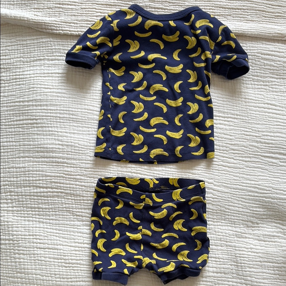 Kids Banana Print Pajama Set - Navy and Yellow